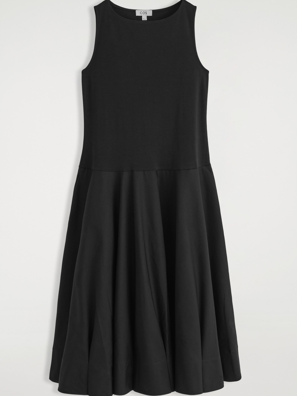 COS Black Sleeveless Cotton Boatneck  Dress